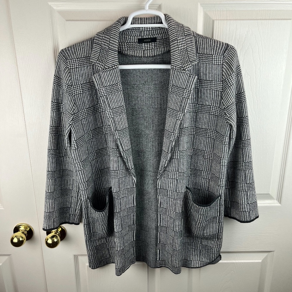 J.Crew Sophia Open Front Houndstooth Wool Blend Sweater Size Small